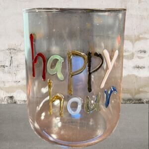 Anthropologie The Love Notes Icon Juice Glass "Happy Hour" NEW